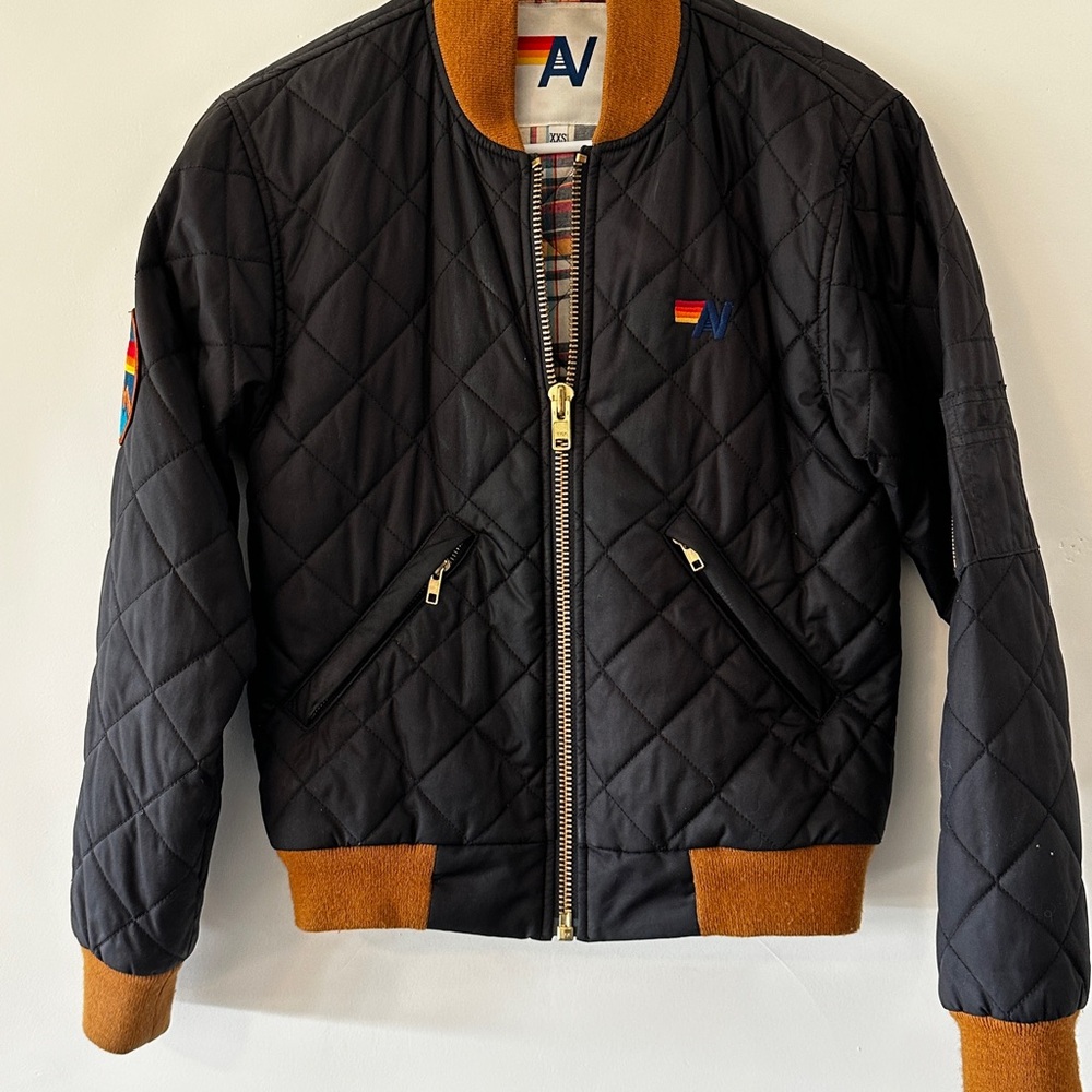Aviator Nation Black and Brown Bomber Jacket